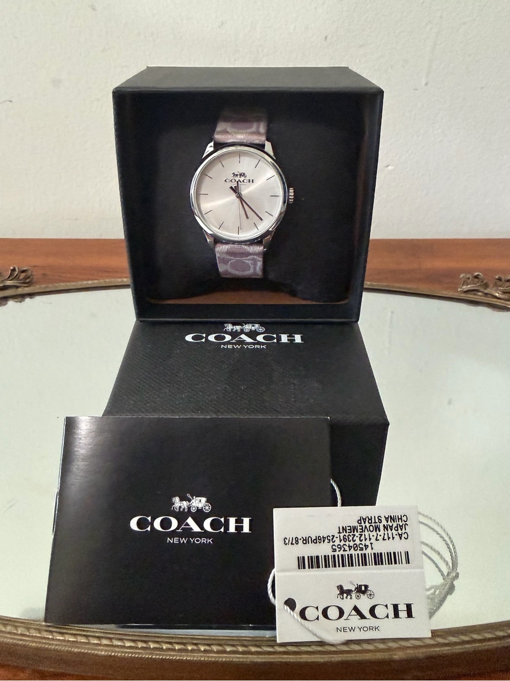 Coach Ladies Silver Dial Watch with Lavender Signature Strap 🌸